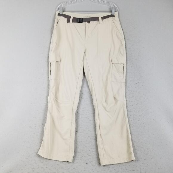 Columbia Pants Womens 12 Short Beige Khaki Omni-Shield Cargo Hiking Belted Nylon - Picture 1 of 16